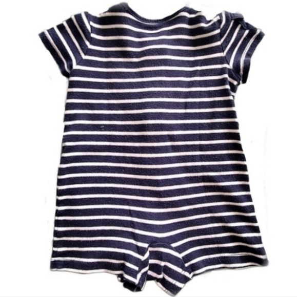Ralph Lauren Baby Boy Blue & White  Striped Romper size 9 months Light Blue Logo - Picture 2 of 7